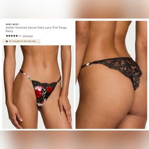 Victoria's secret luxe silk VERY SEXY Atelier Satin Lace tanga Panty RARE